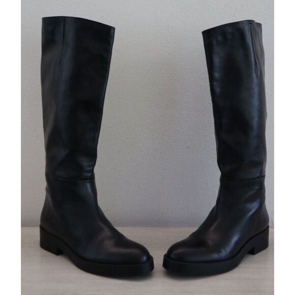 Zara 2052/612/040 Women's Sz 41 US 10 Black Leather Knee High Riding Boots - Picture 10 of 12